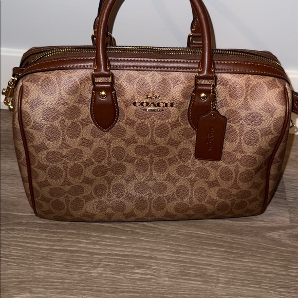 Coach Signature Canvas Satchel in Brown and Tan - Picture 6 of 7